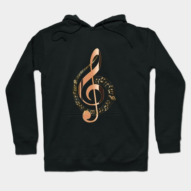 Golden Treble Clef With Music Notes background Hoodie by Mr.Dom store